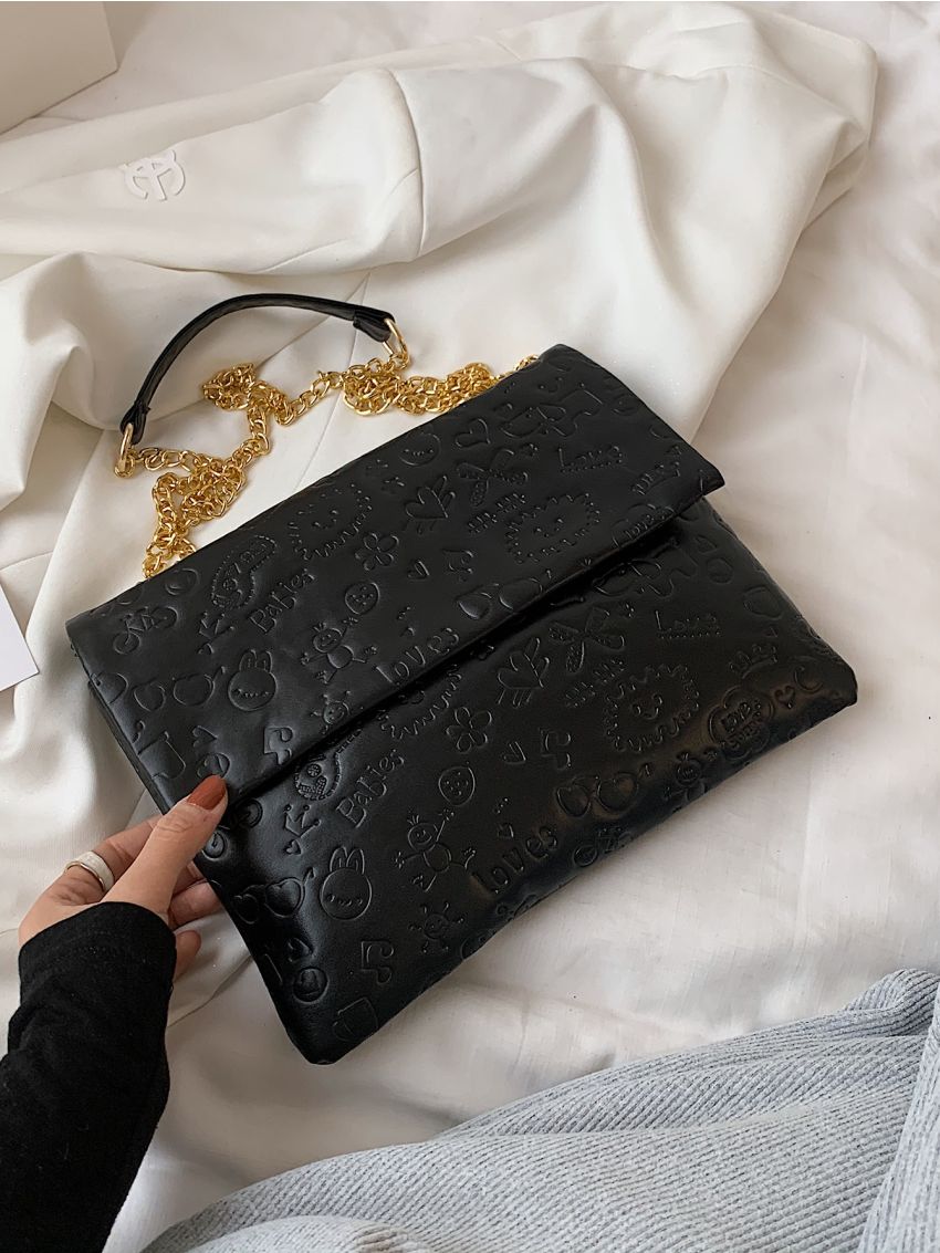 Cartoon Embossed Flap Shoulder Bag