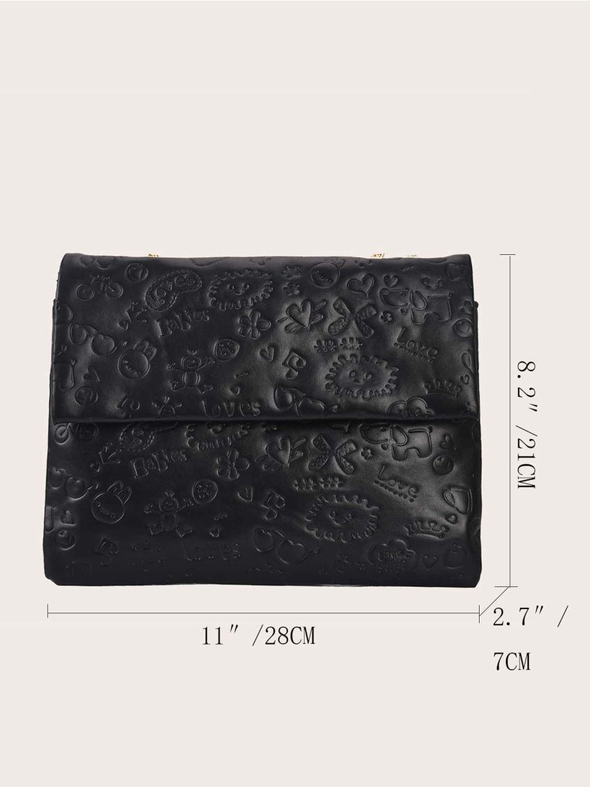 Cartoon Embossed Flap Shoulder Bag