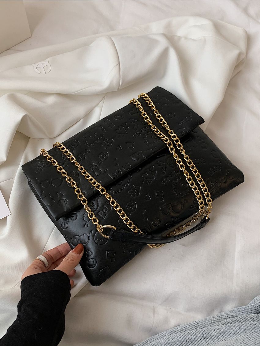 Cartoon Embossed Flap Shoulder Bag
