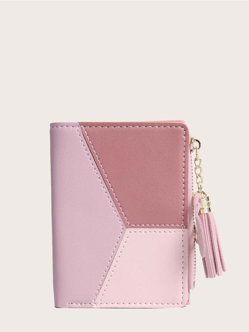Tassel Charm Color Block Purse