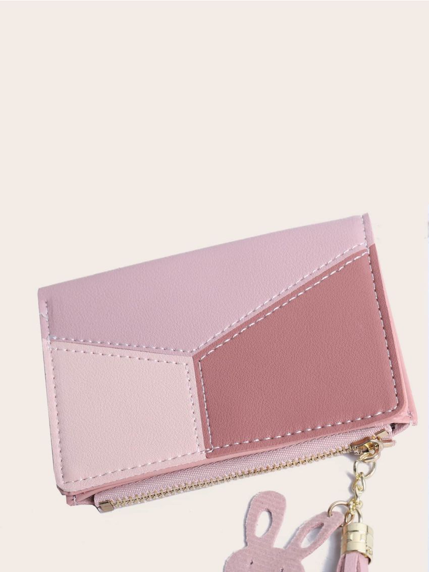 Tassel Charm Color Block Purse