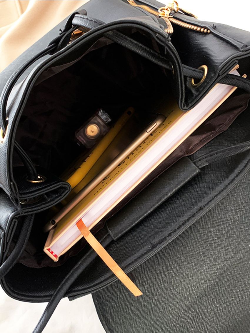 Metal Detail Drawstring Design Bucket Bag