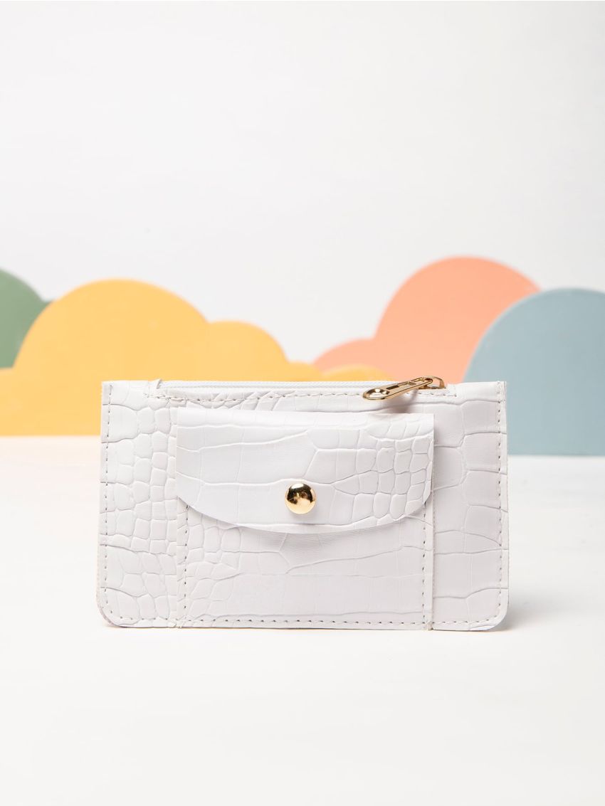 Crocodile Embossed Snap Button Coin Purse