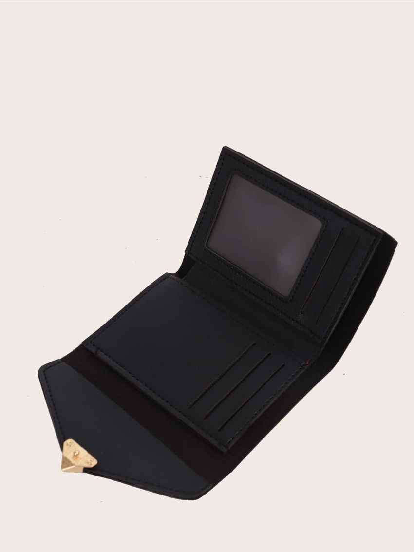 Metal Heart Decor Fold Over Small Wallet