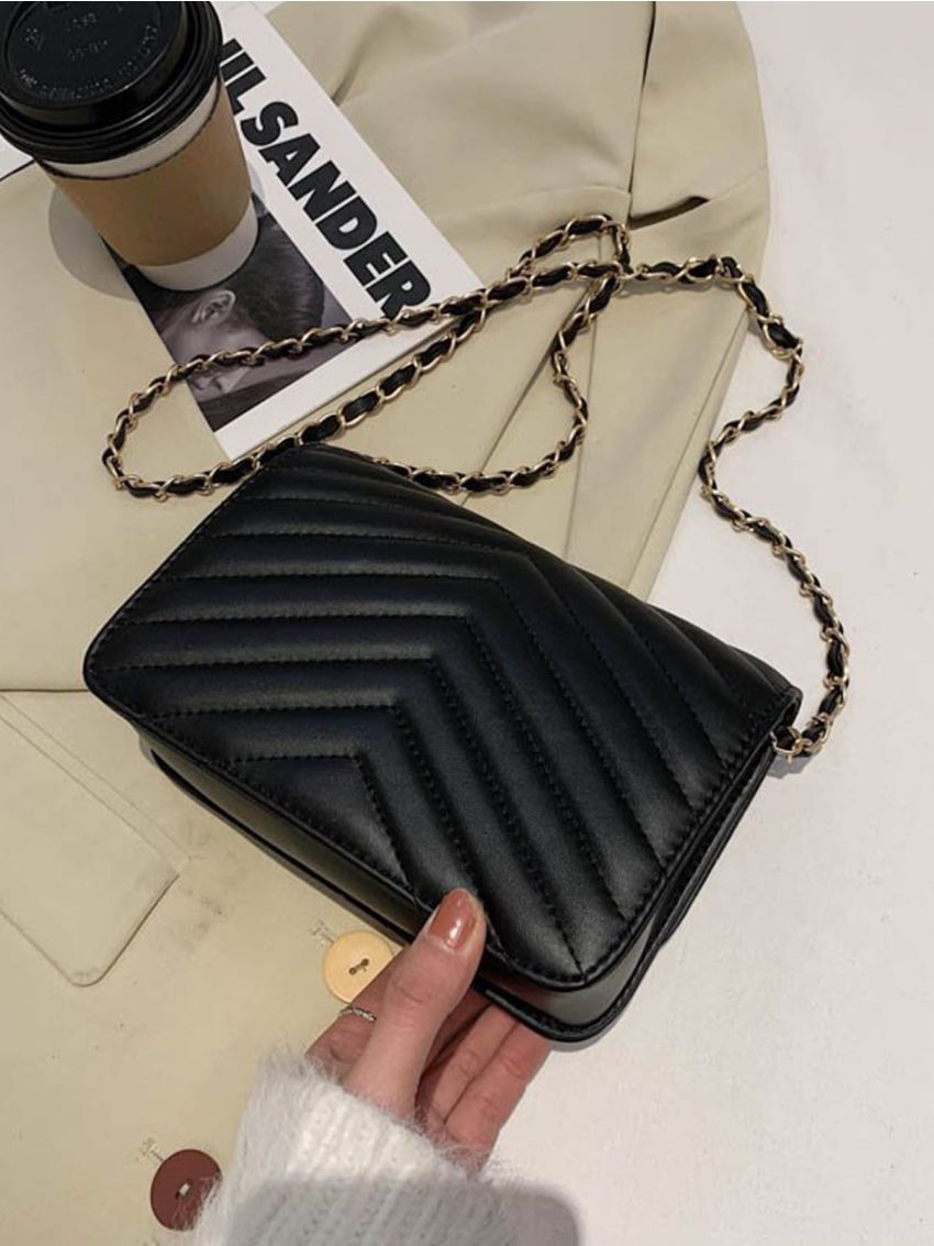 Chevron Flap Crossbody Bag