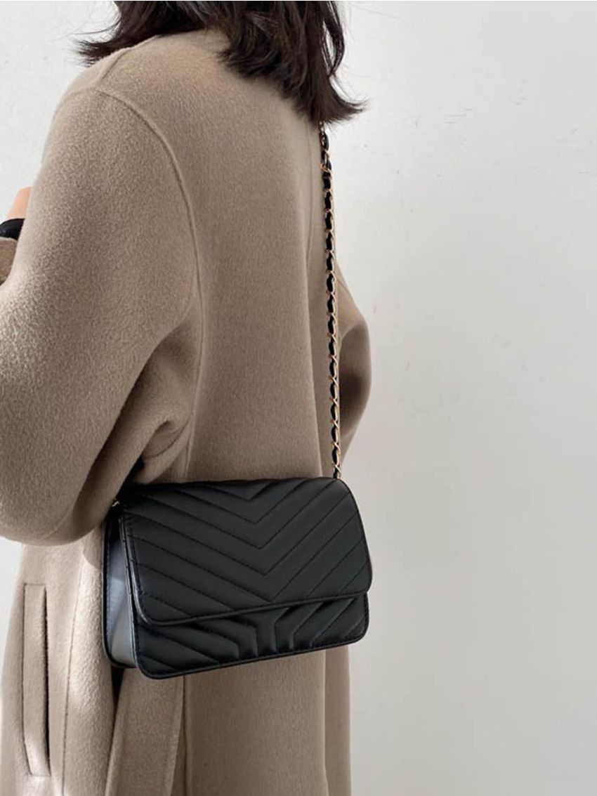 Chevron Flap Crossbody Bag