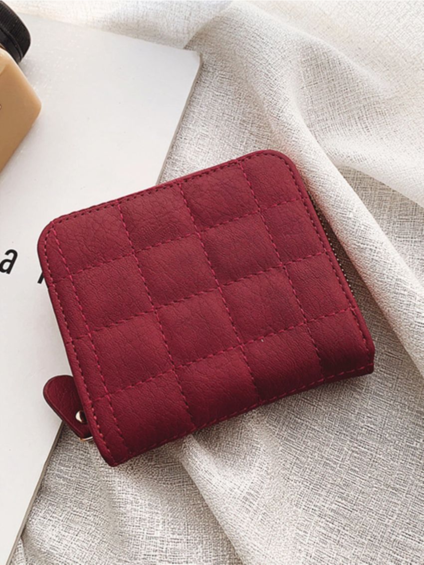 Plaid Zipper Around Small Purse