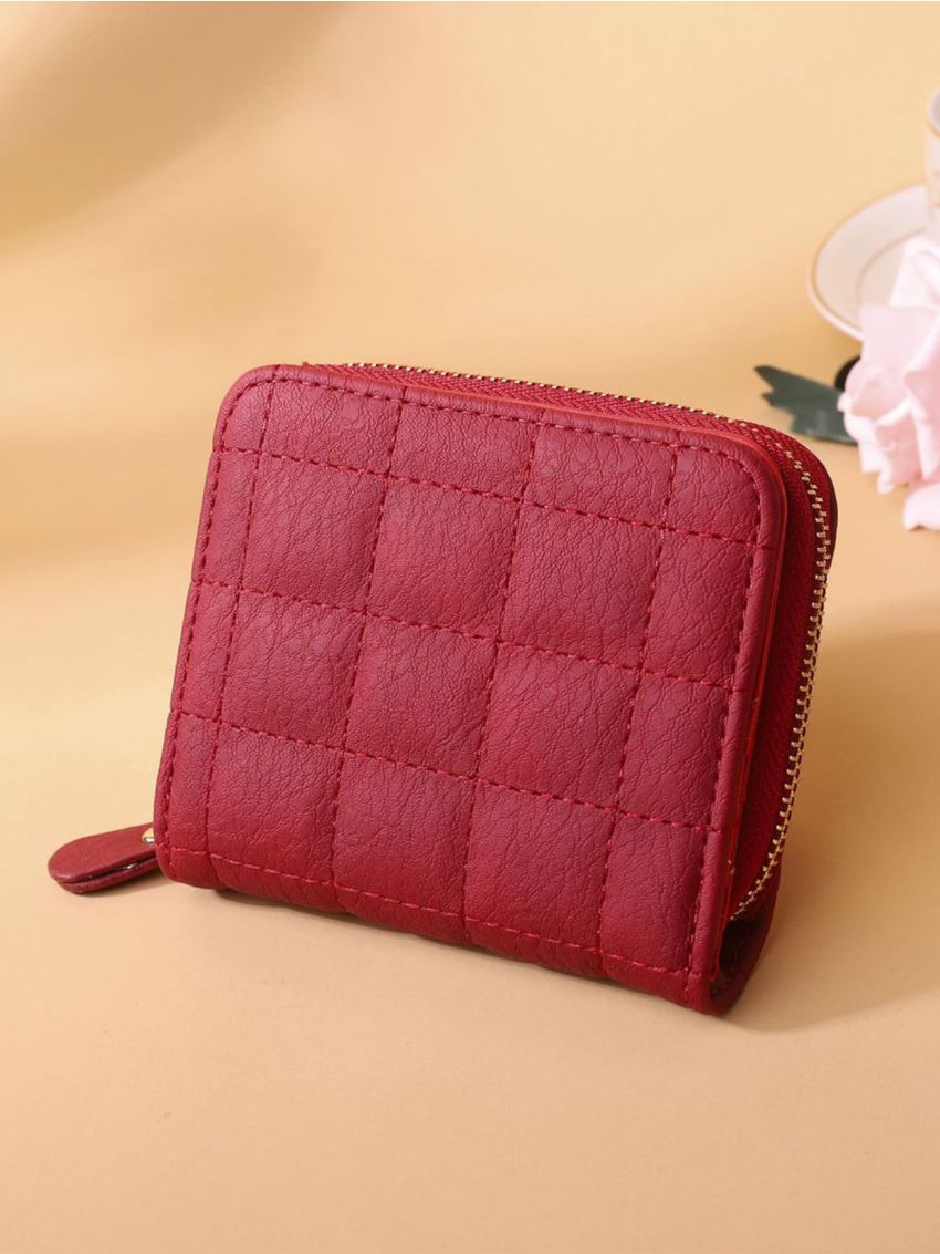 Plaid Zipper Around Small Purse