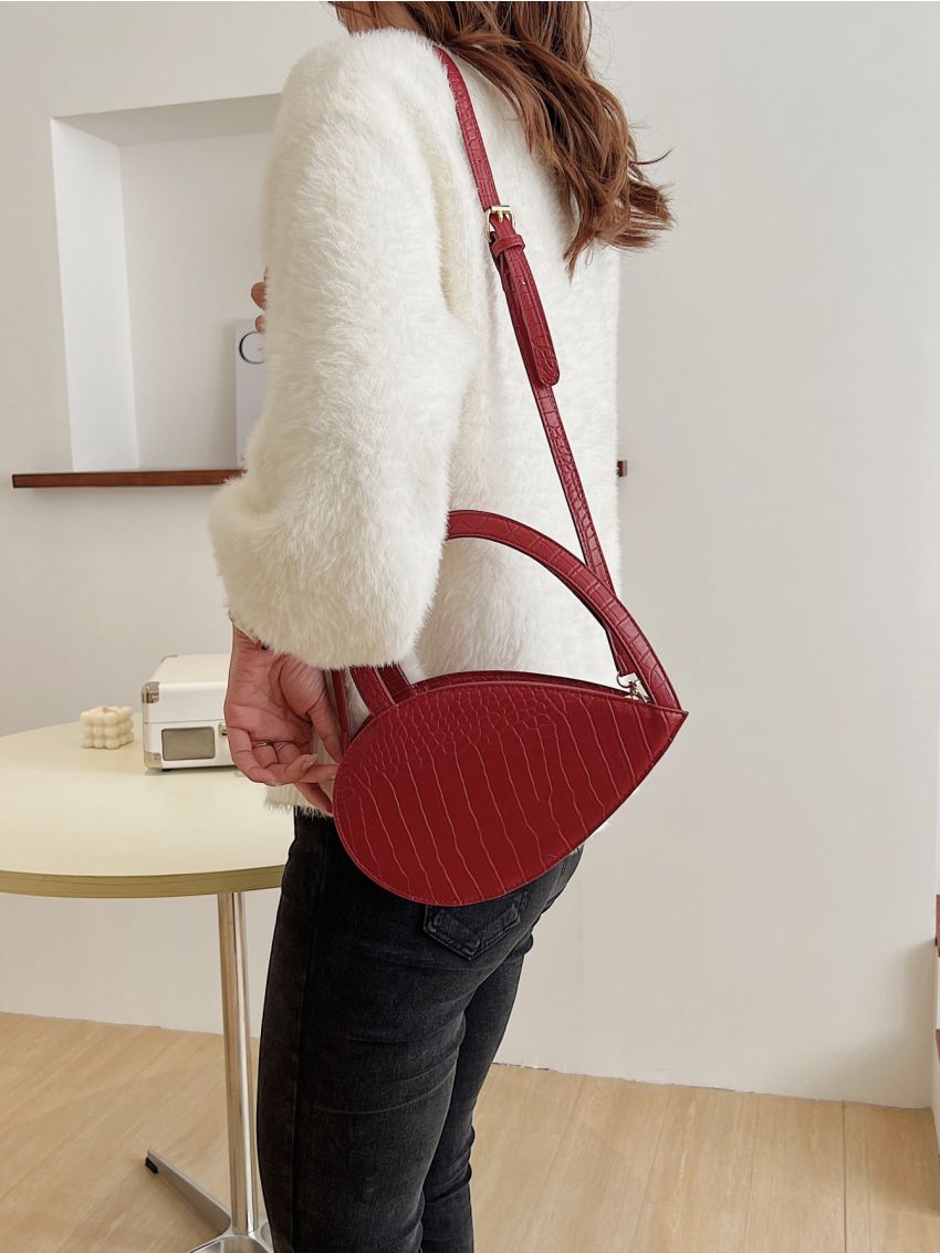 Crocodile Embossed Double Handle Novelty Bag