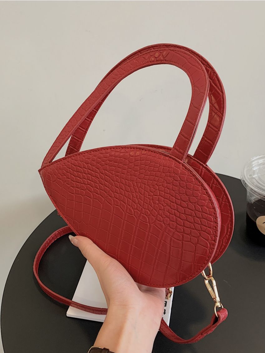 Crocodile Embossed Double Handle Novelty Bag