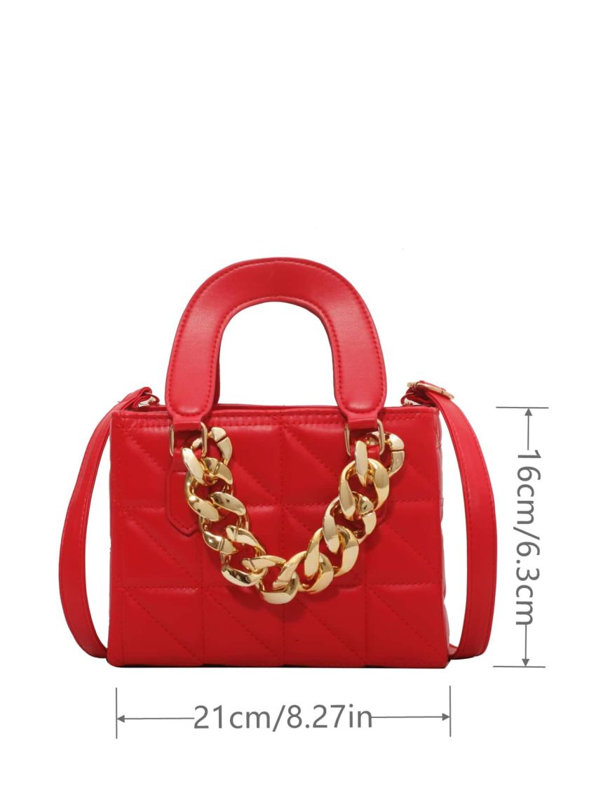 Mini Chain Decor Quilted Square Bag