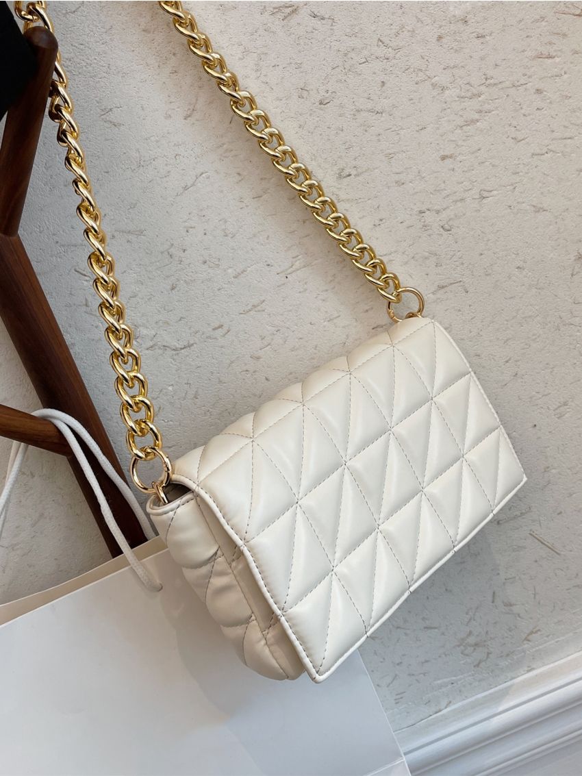 Quilted Flap Chain Square Bag