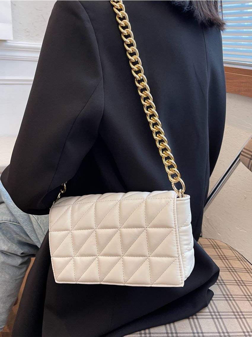 Quilted Flap Chain Square Bag