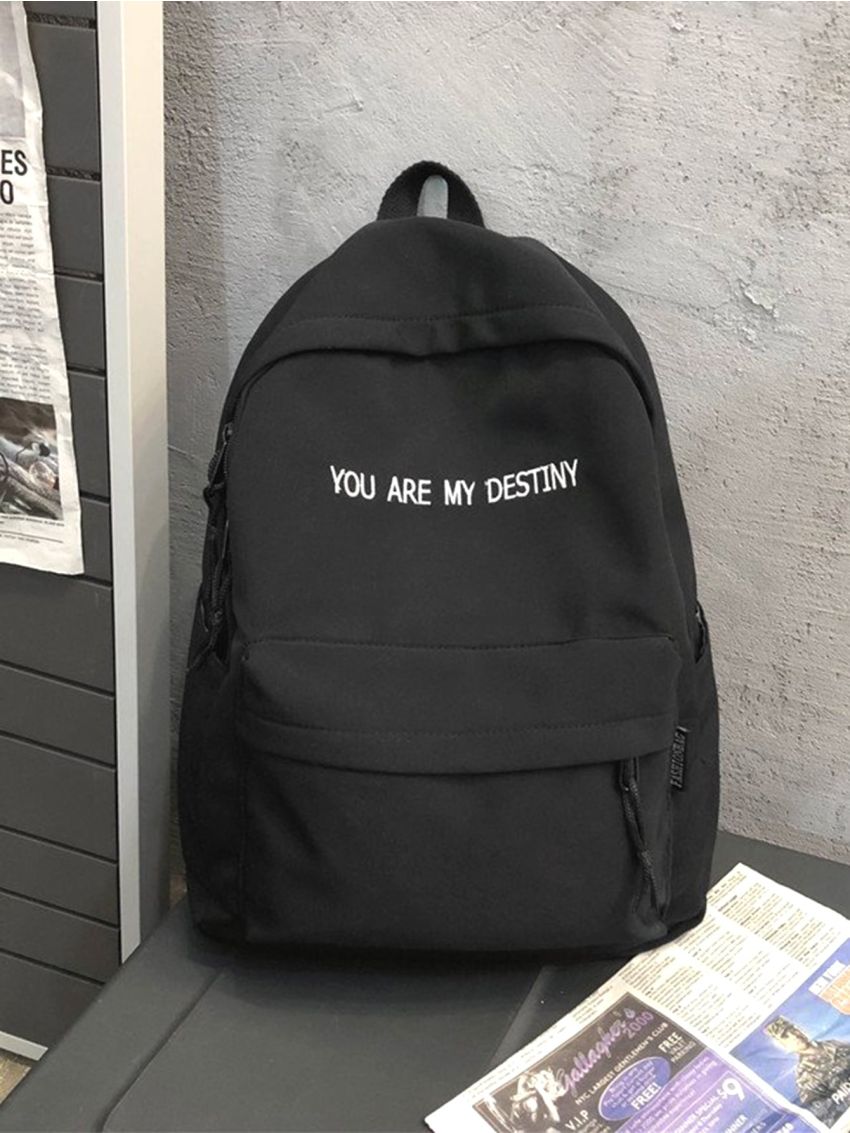 Letter Graphic Large Capacity Backpack