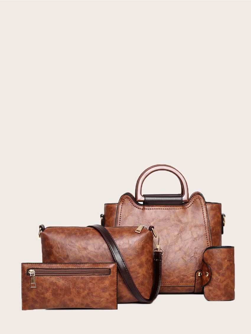 4pcs Semicircle Handle Tote Bag Set