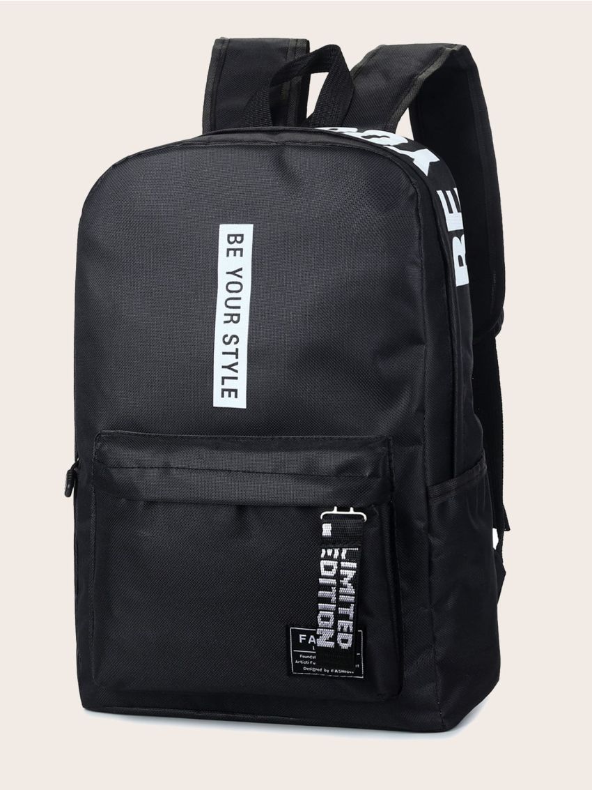 Letter Graphic Pocket Front Backpack