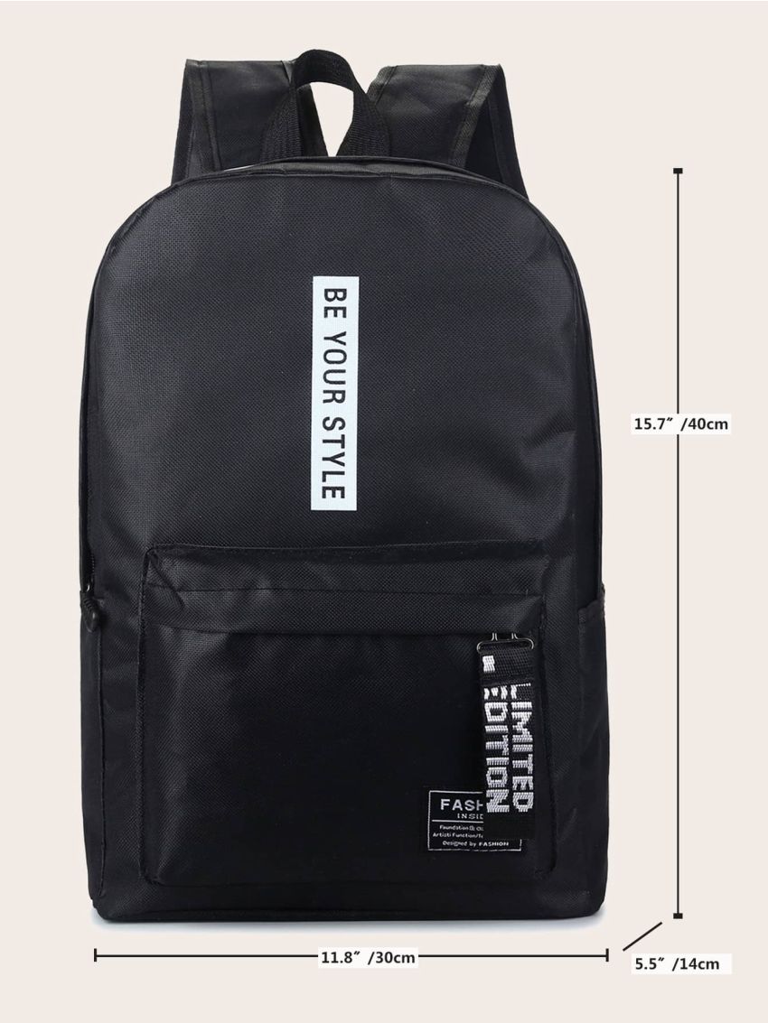 Letter Graphic Pocket Front Backpack