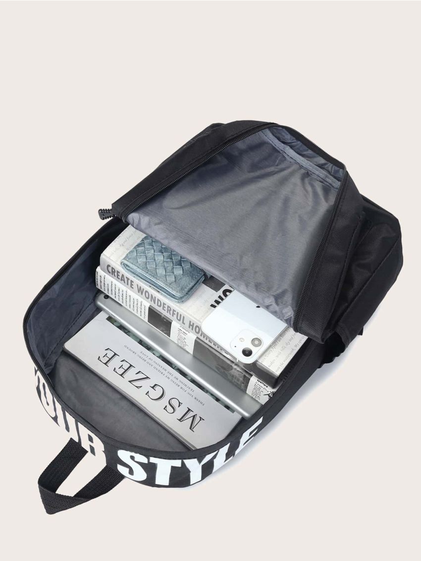Letter Graphic Pocket Front Backpack