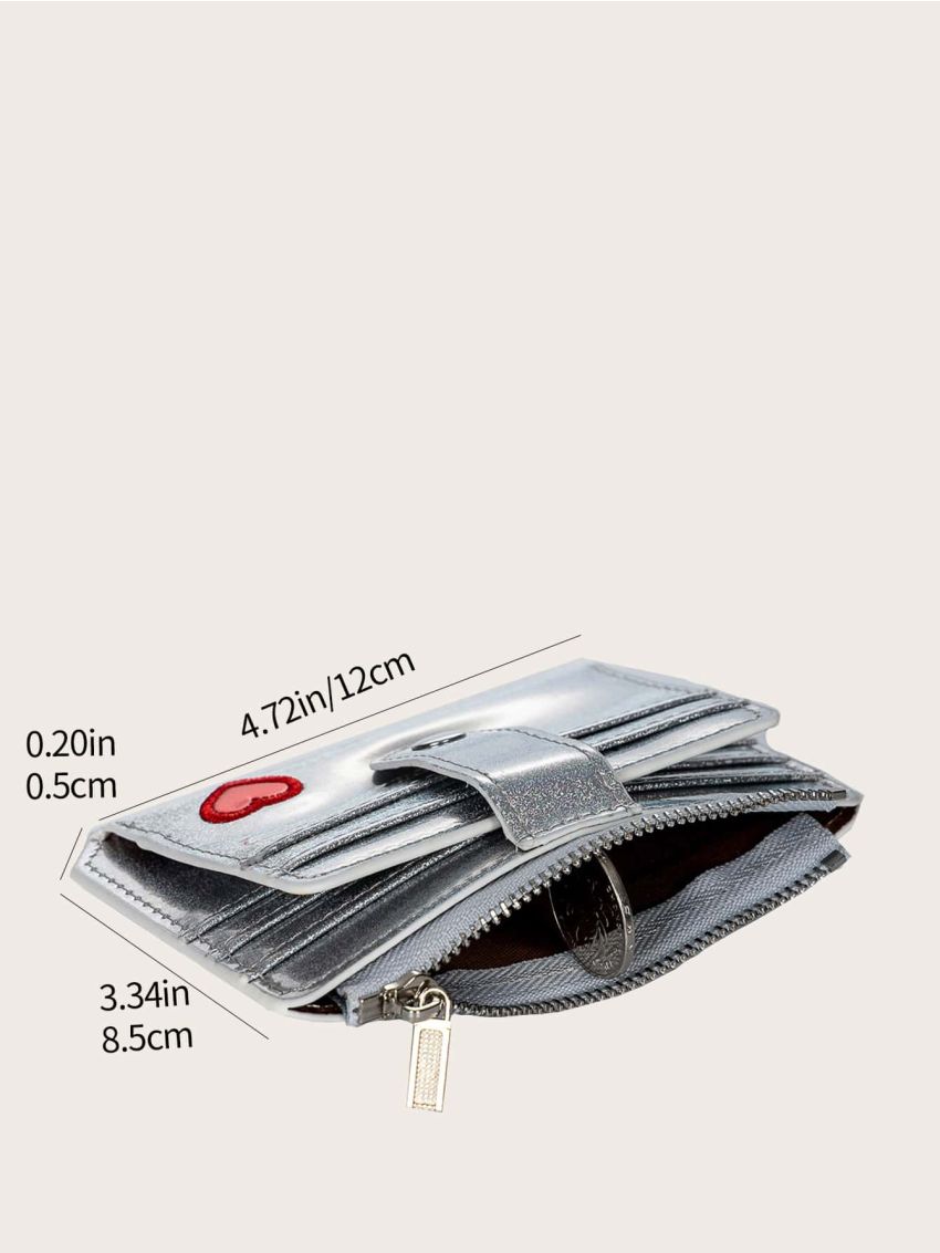 Glitter Snap Button Purse With Card Holder