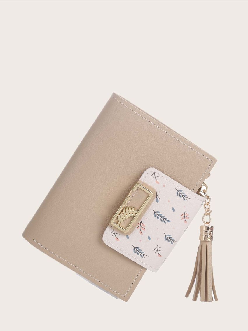 Tassel Decor Leaf Graphic Purse