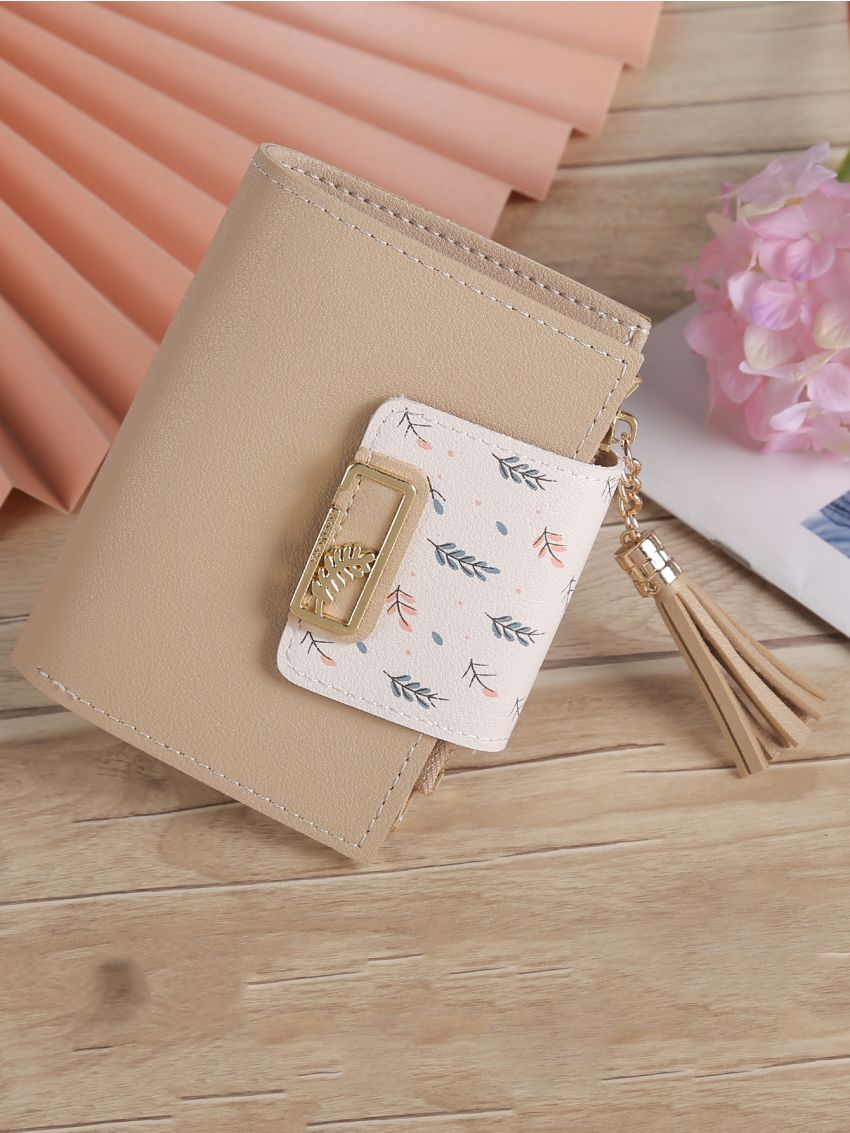 Tassel Decor Leaf Graphic Purse