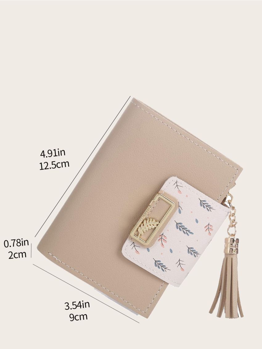 Tassel Decor Leaf Graphic Purse