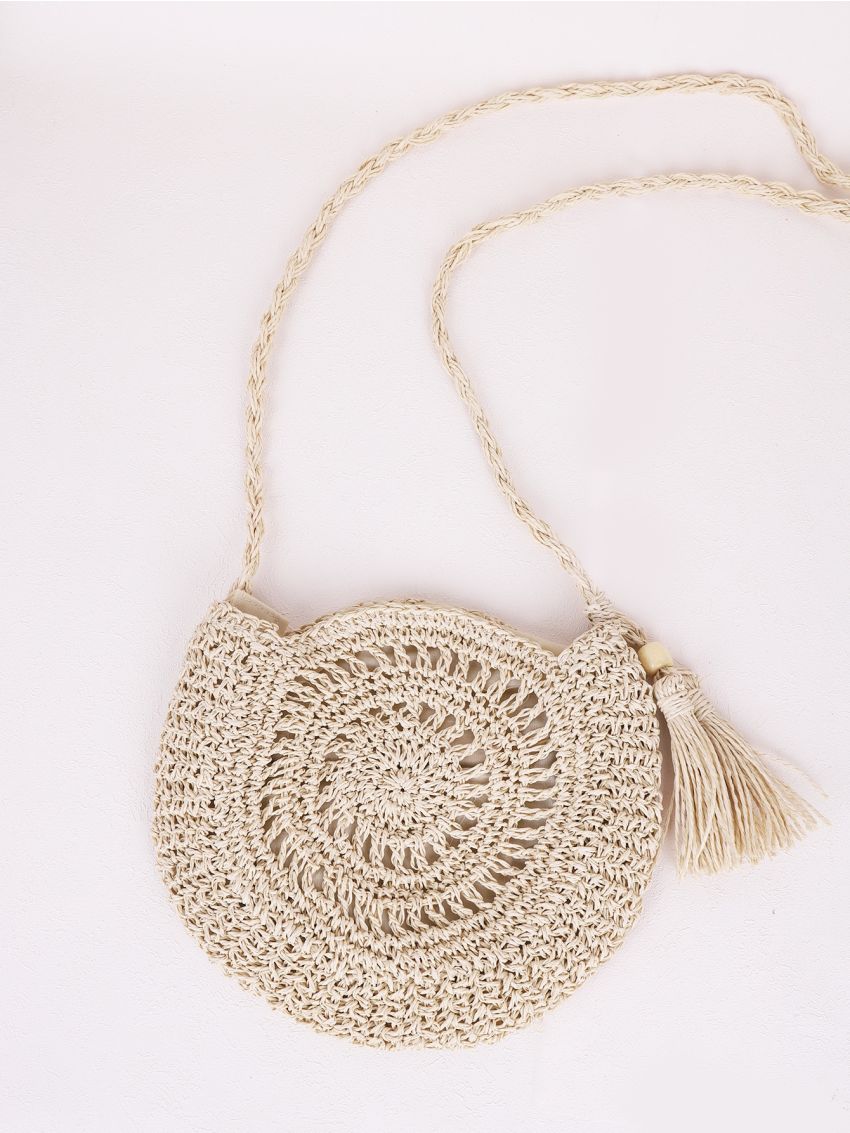 Tassel Decor Straw Bag