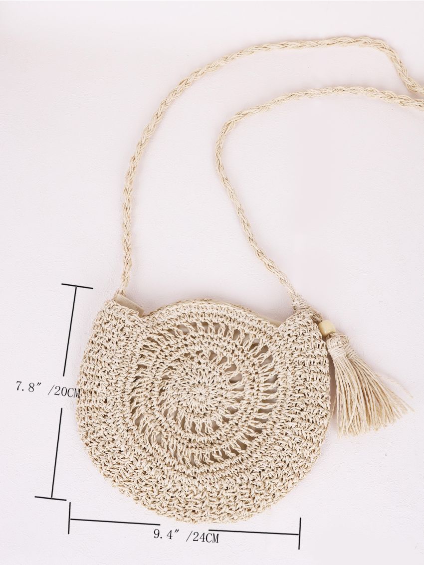 Tassel Decor Straw Bag