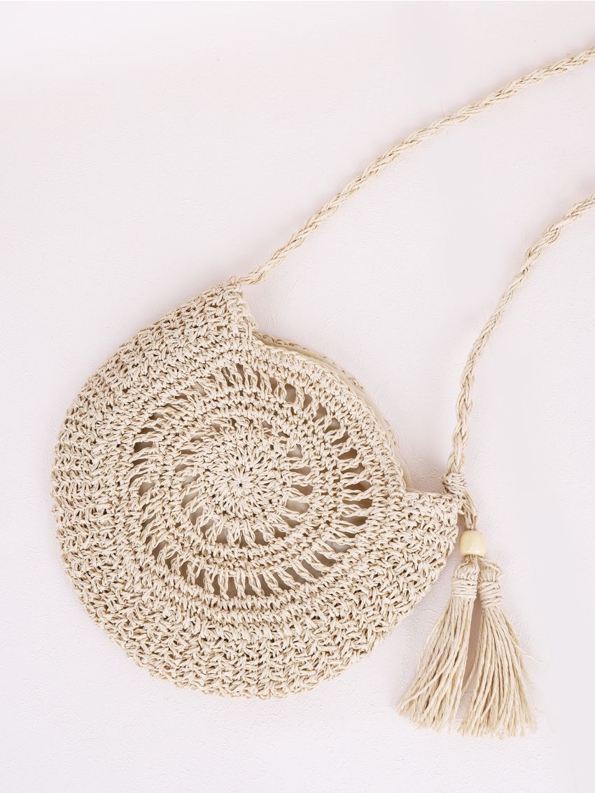 Tassel Decor Straw Bag