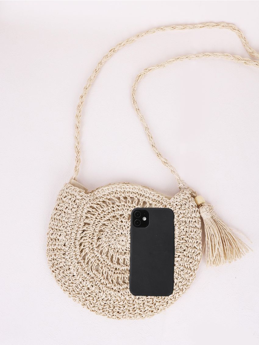 Tassel Decor Straw Bag