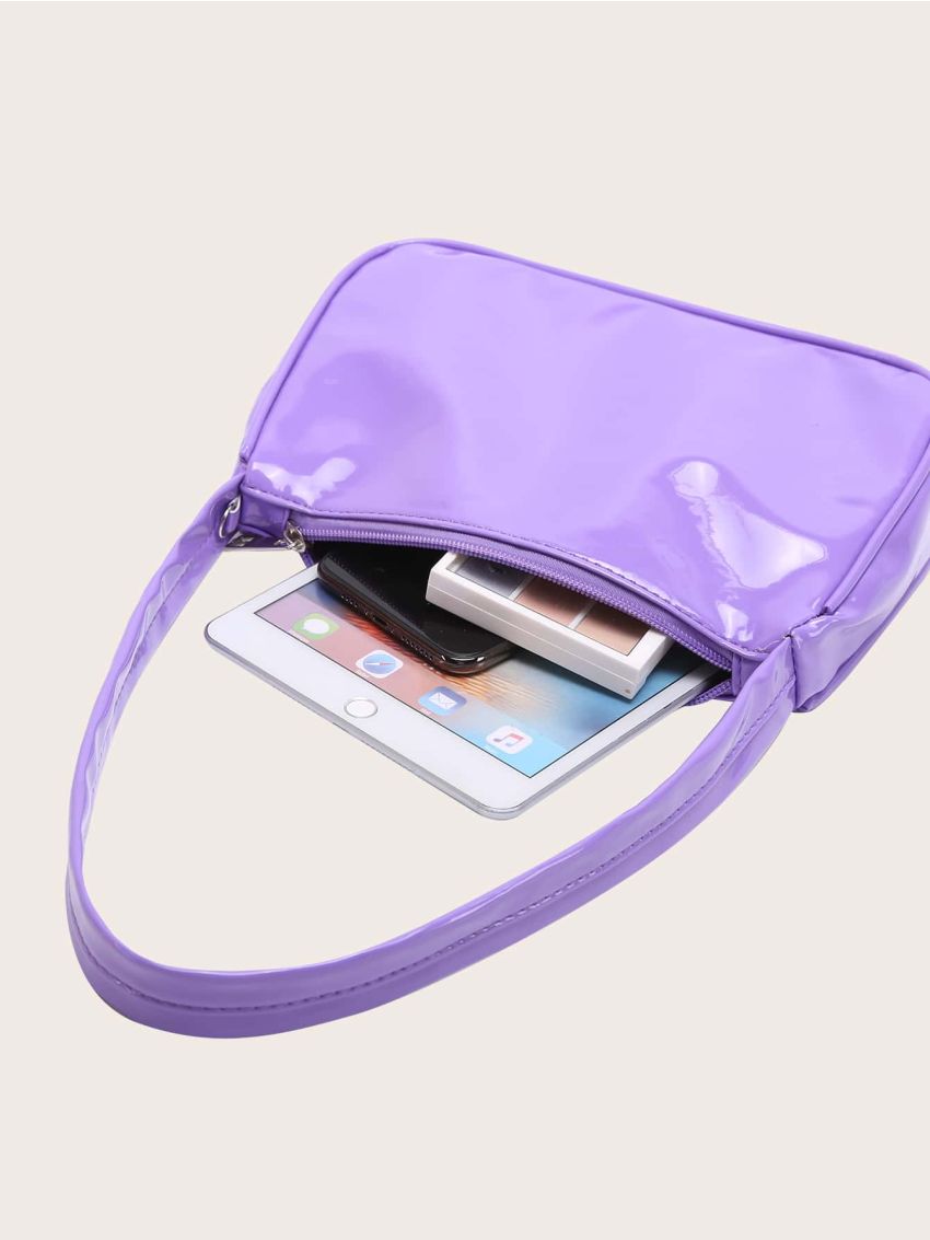 Mini Metal Butterfly & Chain Decor Baguette Bag