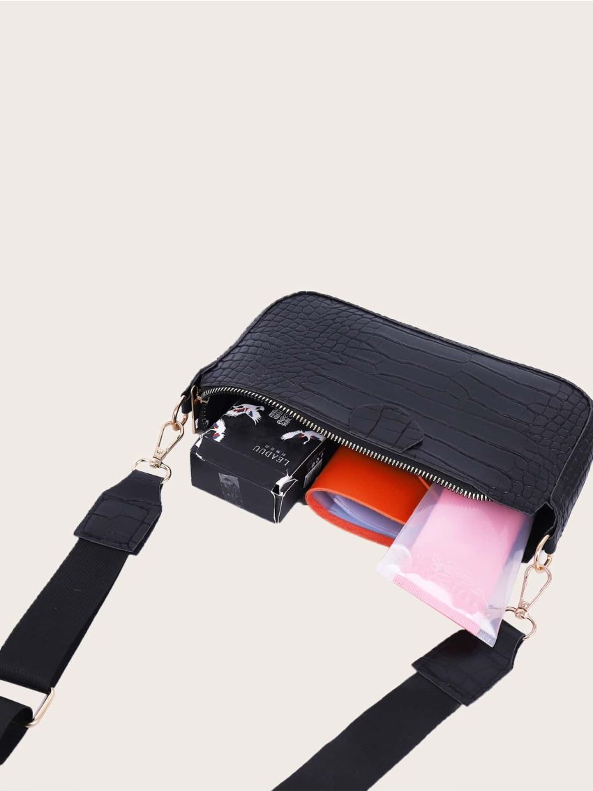 3pcs Croc Embossed Crossbody Bag Set