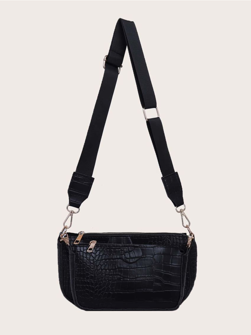 3pcs Croc Embossed Crossbody Bag Set