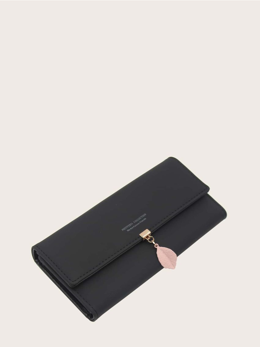 Letter Graphic Fold Over Long Wallet