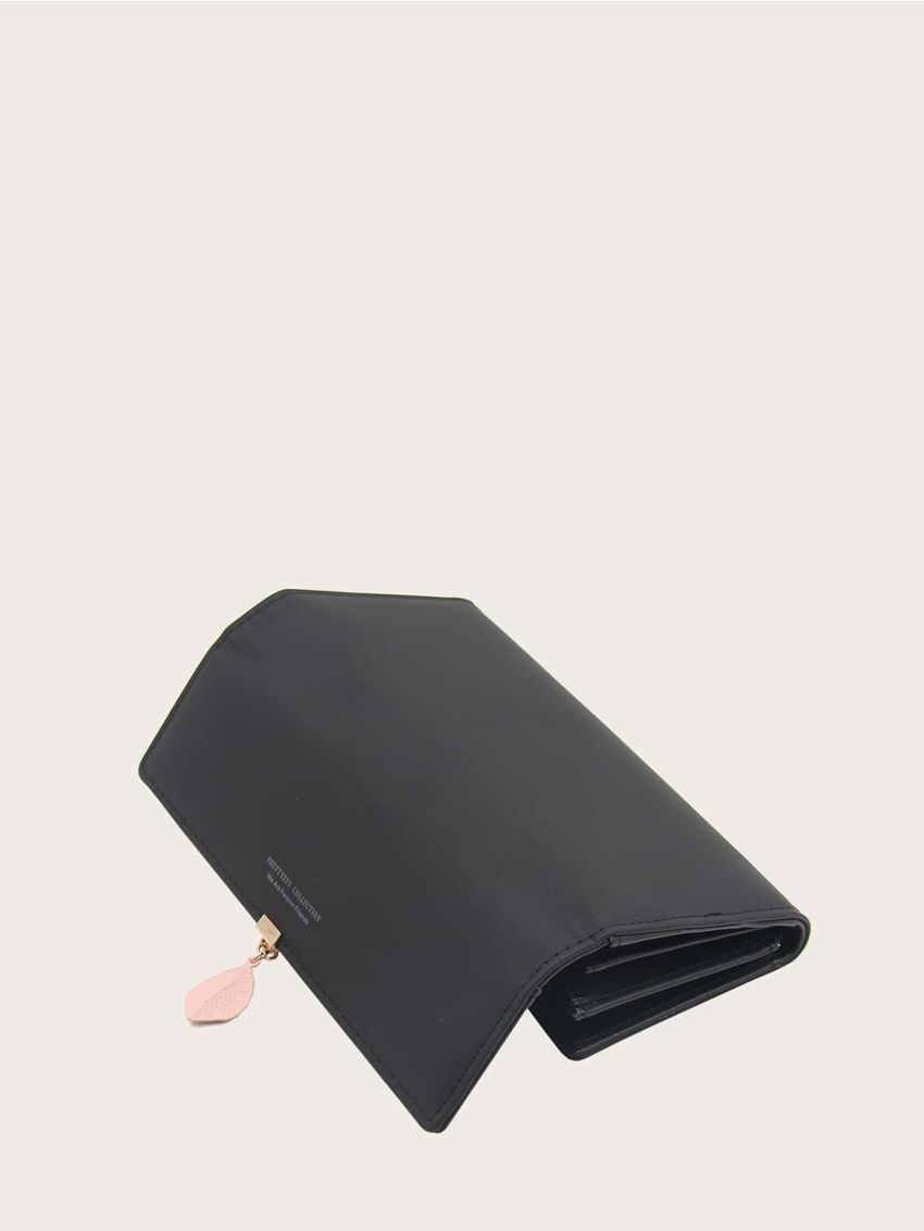 Letter Graphic Fold Over Long Wallet