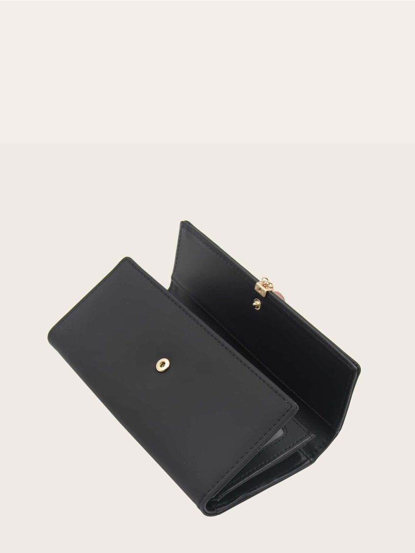 Letter Graphic Fold Over Long Wallet