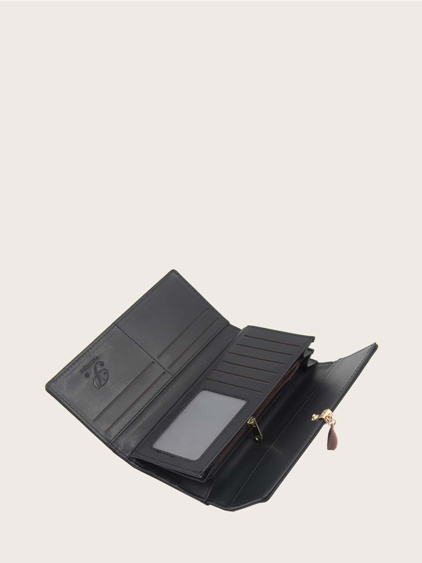 Letter Graphic Fold Over Long Wallet