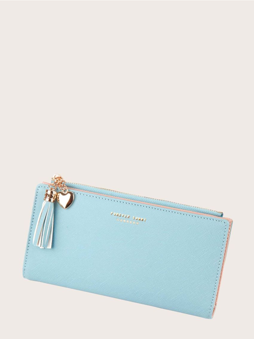 Tassel & Heart Decor Fold Over Purse