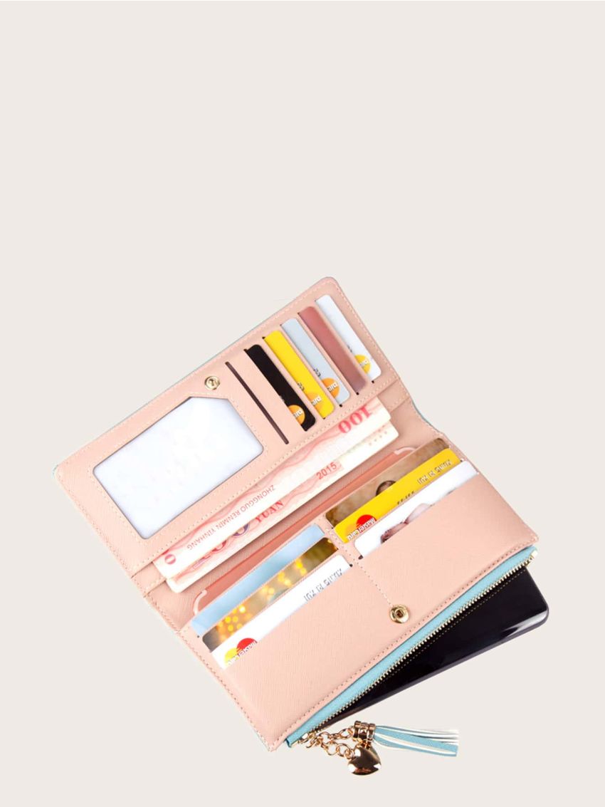 Tassel & Heart Decor Fold Over Purse