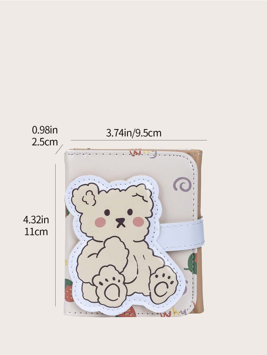 Cartoon Bear Print Tri-fold Small Purse