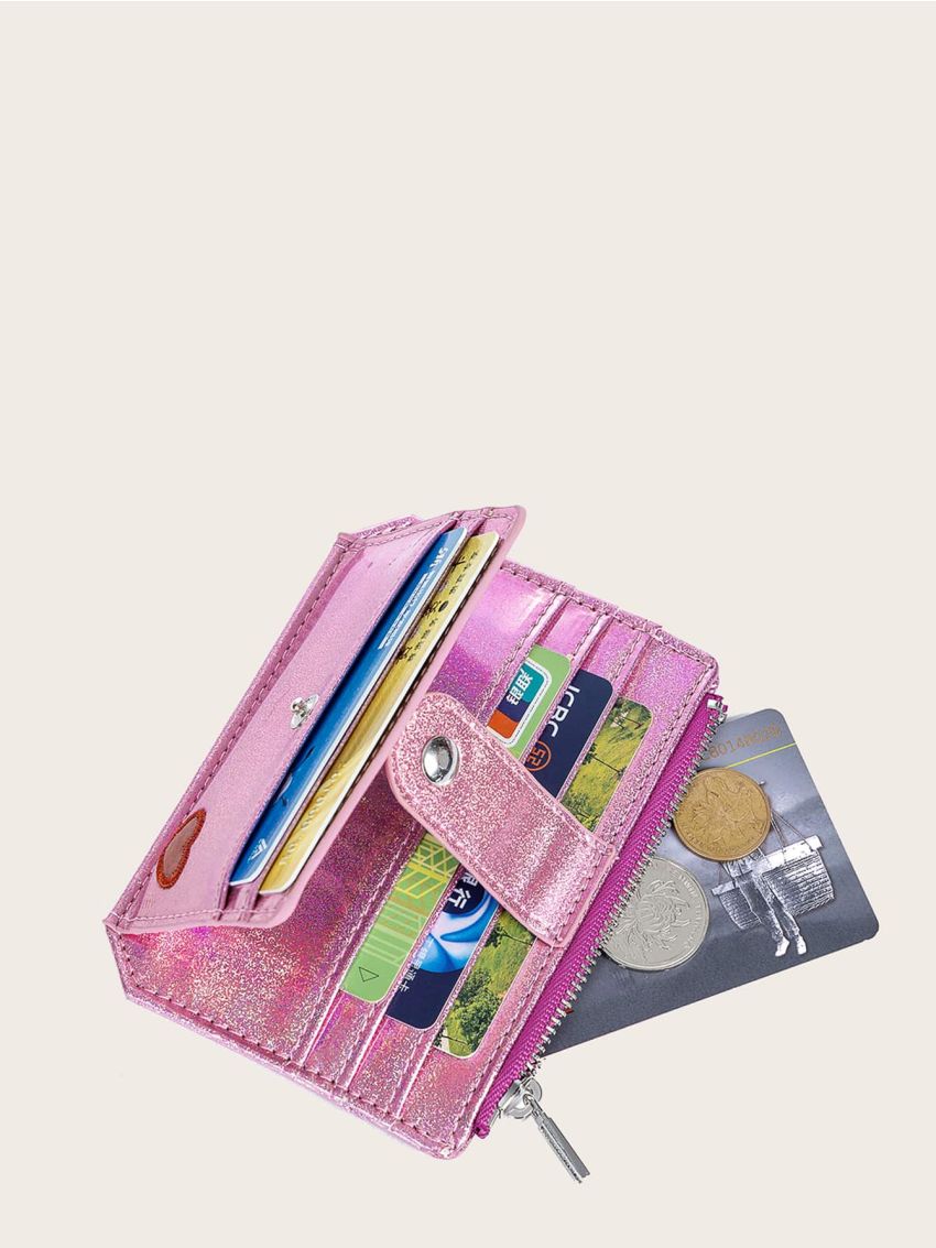 Heart Decor Metallic Card Holder