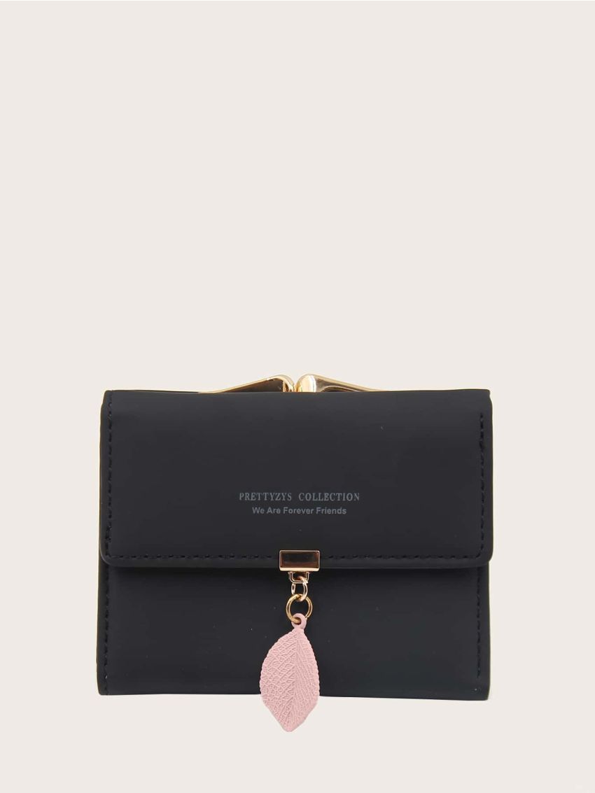 Leaf Charm Tri-fold Purse