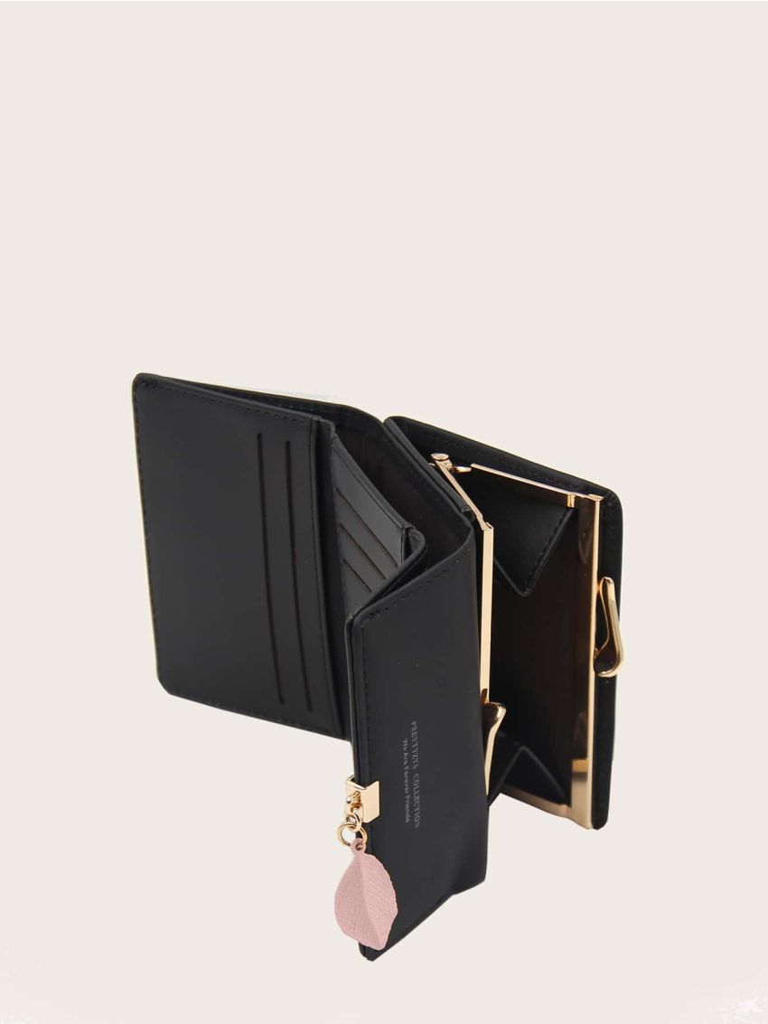 Leaf Charm Tri-fold Purse