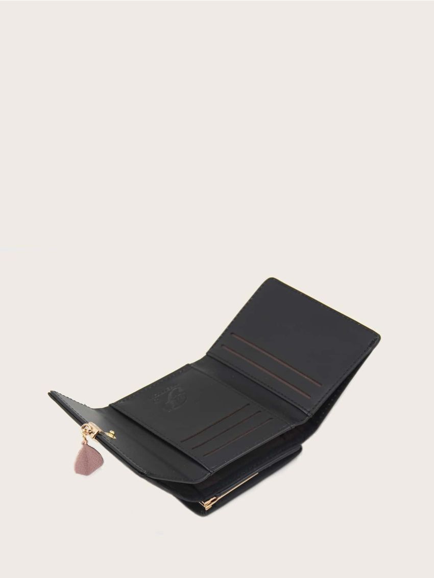 Leaf Charm Tri-fold Purse