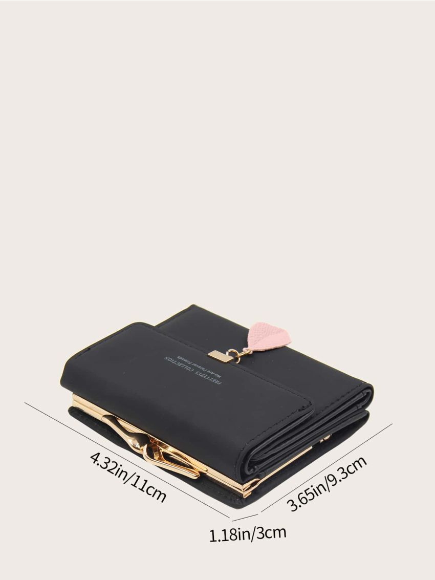 Leaf Charm Tri-fold Purse