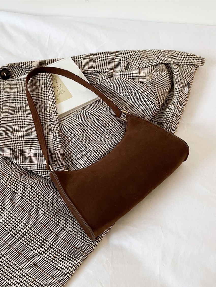Suede Minimalist Baguette Bag
