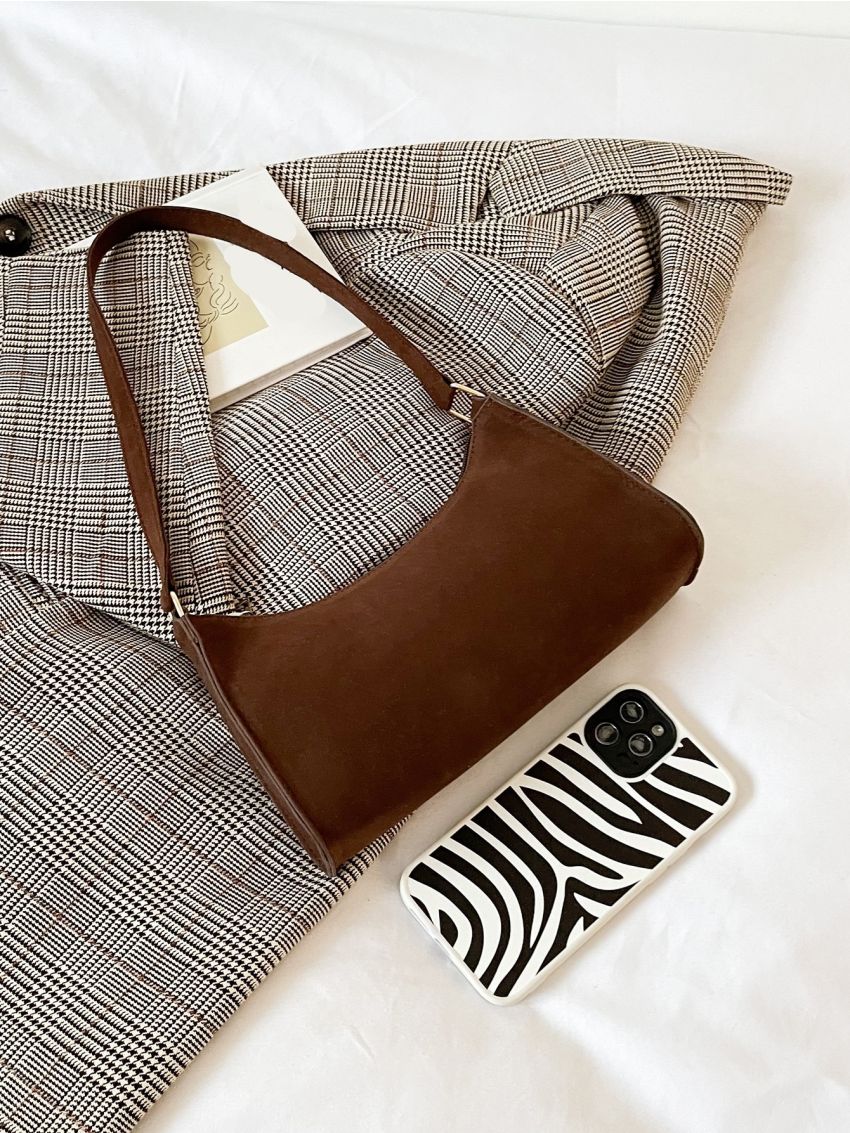 Suede Minimalist Baguette Bag