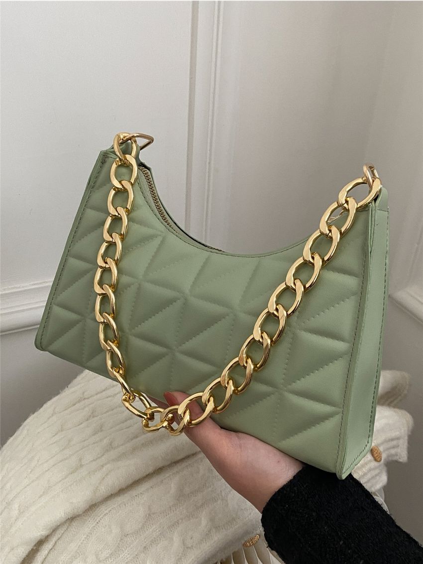 Quilted Chain Baguette Bag