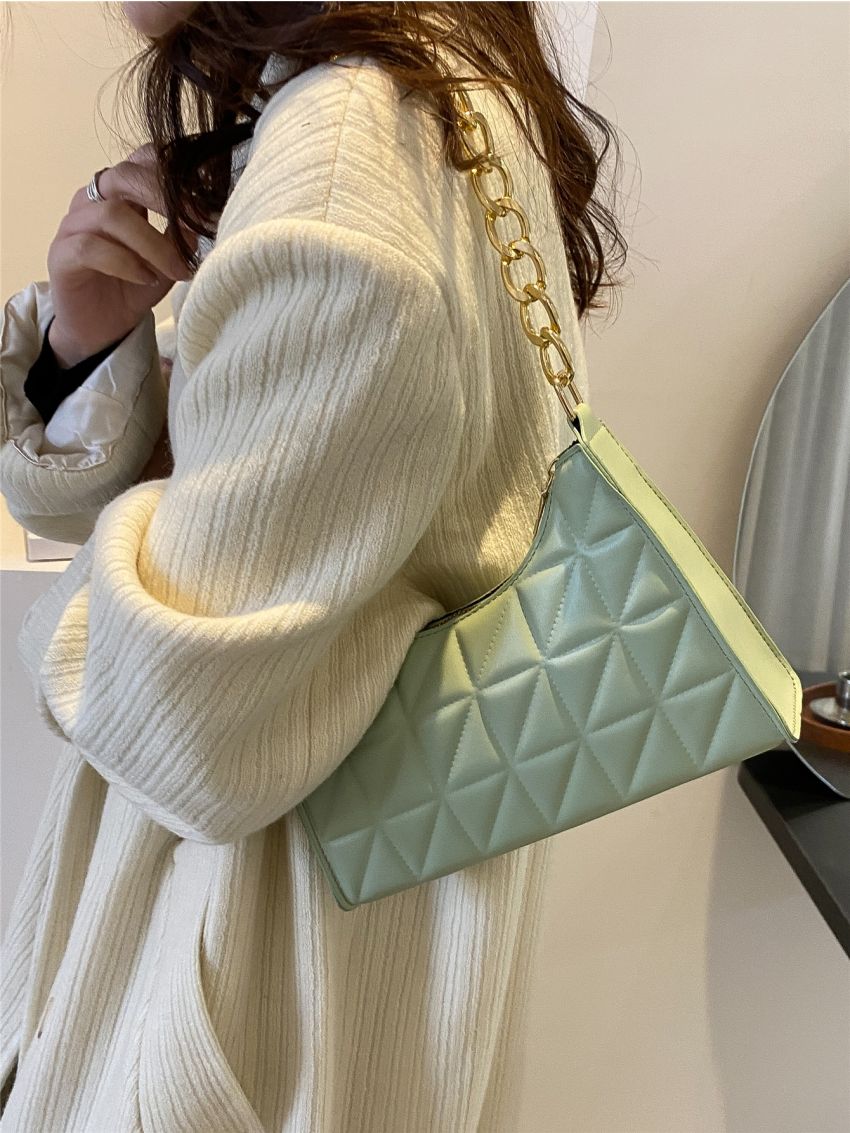 Quilted Chain Baguette Bag