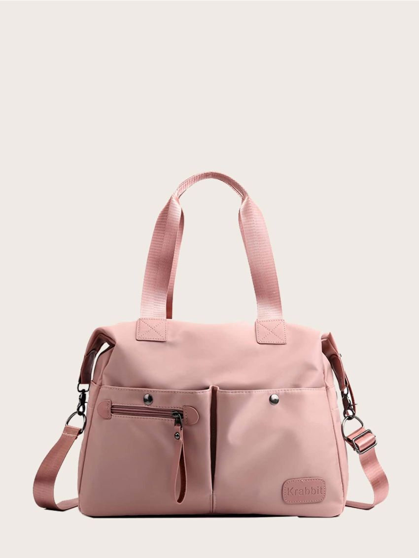 Letter Patch Multi-Compartment Crossbody Bag